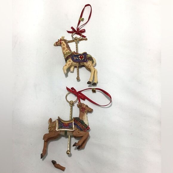 Carousel Animals Tree Ornaments Resin Collectibles One Black Boot Ornament - Picture 2 of 11